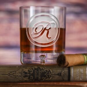 Fivetownsgift Monogrammed Crystal Whiskey Glass – Personalized Tumbler