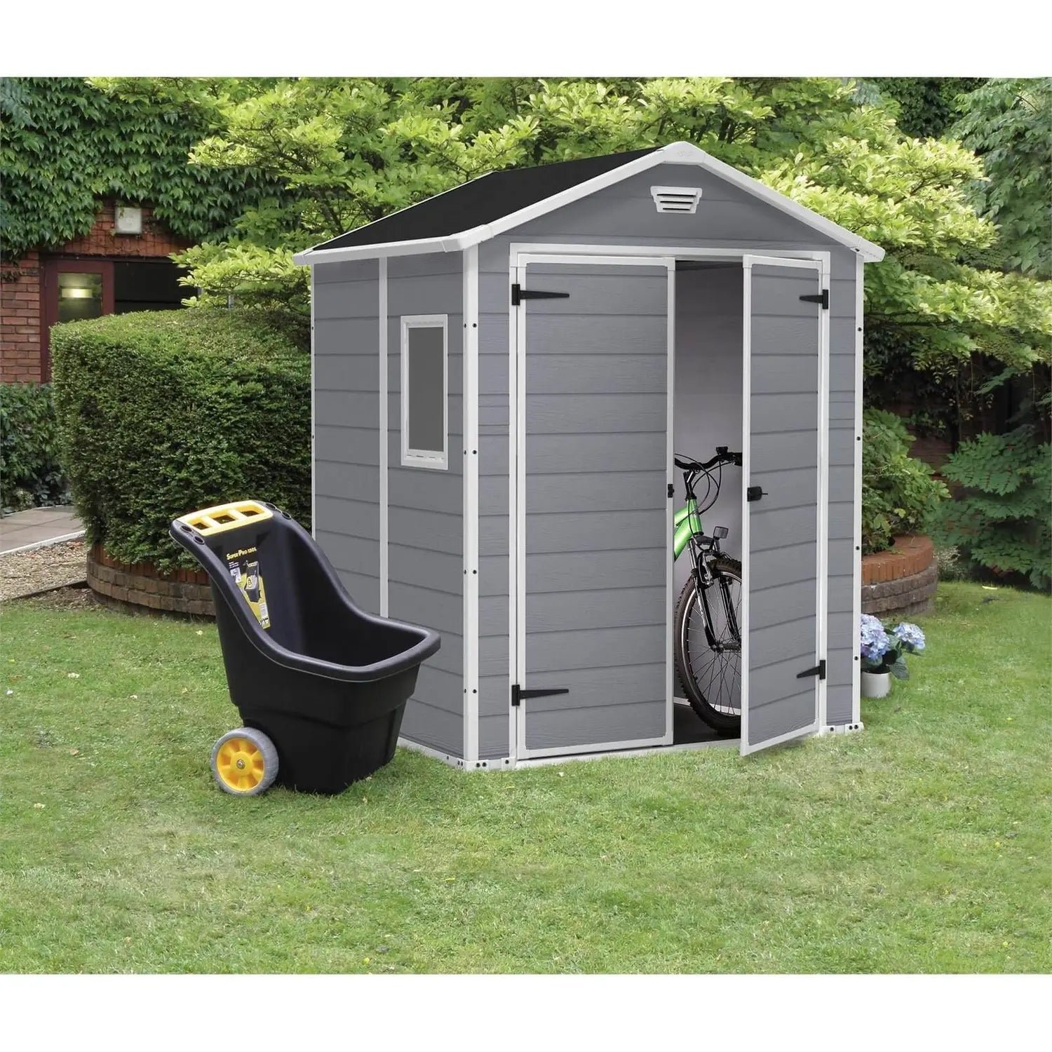 Keter 6′ x 5′ Manor Plastic Garden Storage Shed – Grey - Image 4