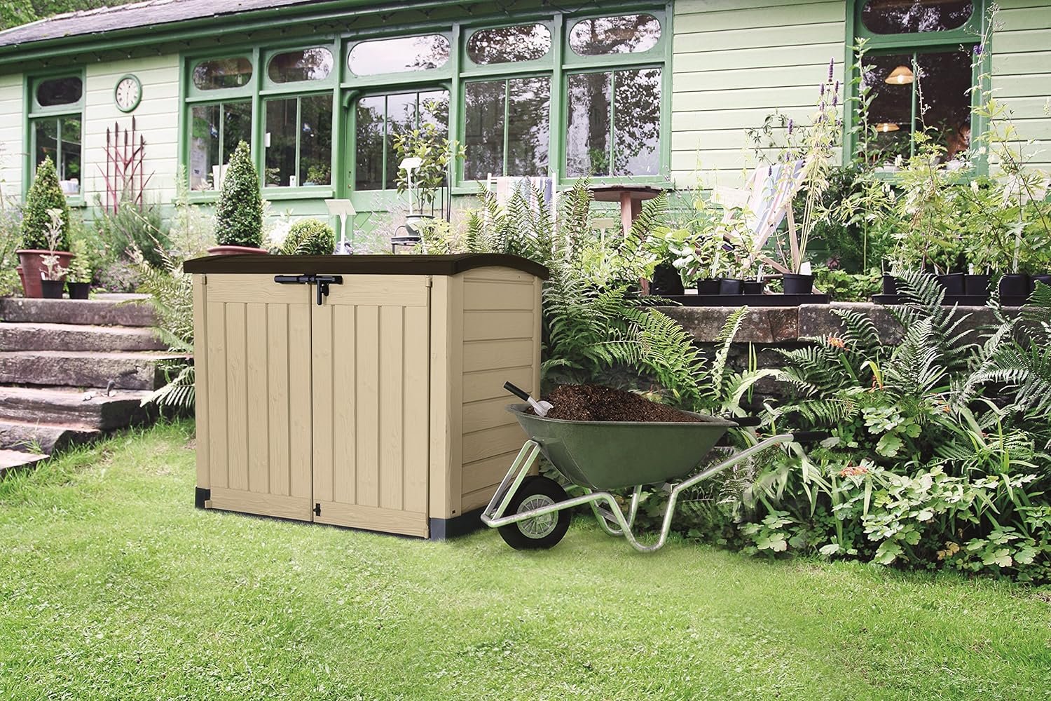 Keter Store-it-out ARC Beige & Taupe 1200L Garden storage box 1200mm 1460mm - Image 2