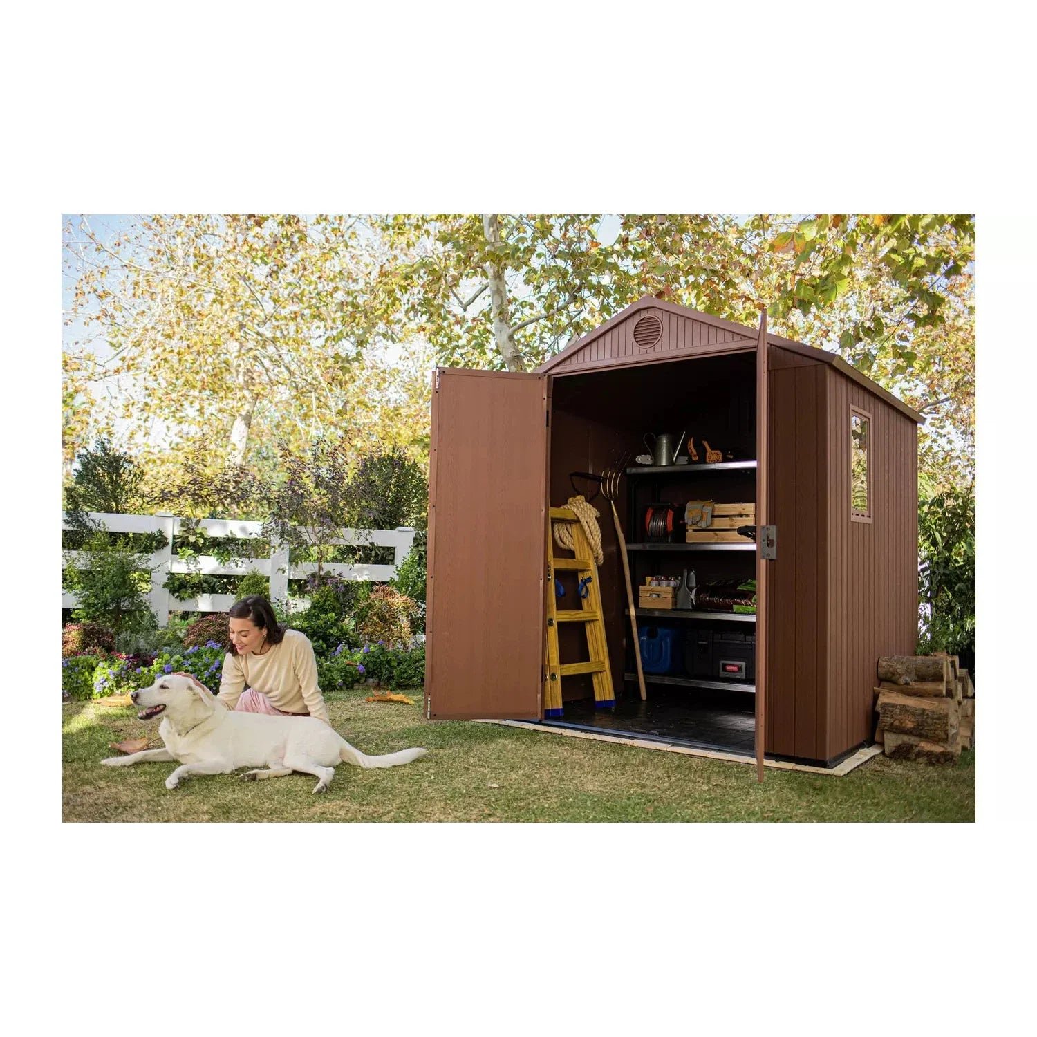 Keter 6’x6′ Darwin Heavy Duty Plastic Garden Shed – Brown - Image 2
