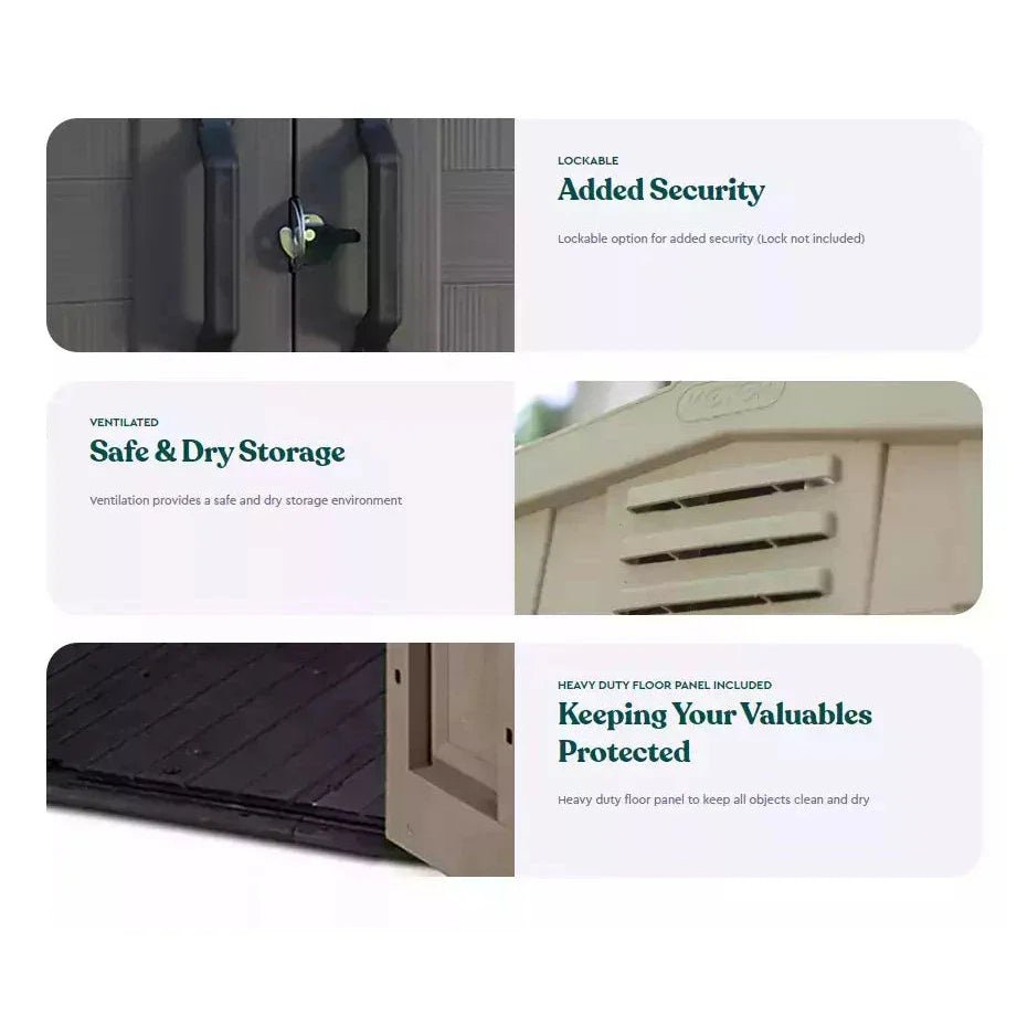 Keter 8’x6′ Factor Heavy Duty Plastic Garden Shed – Beige - Image 6