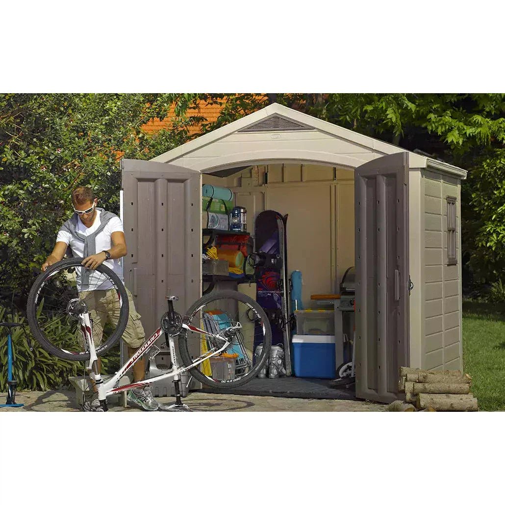 Keter 8’x6′ Factor Heavy Duty Plastic Garden Shed – Beige - Image 2