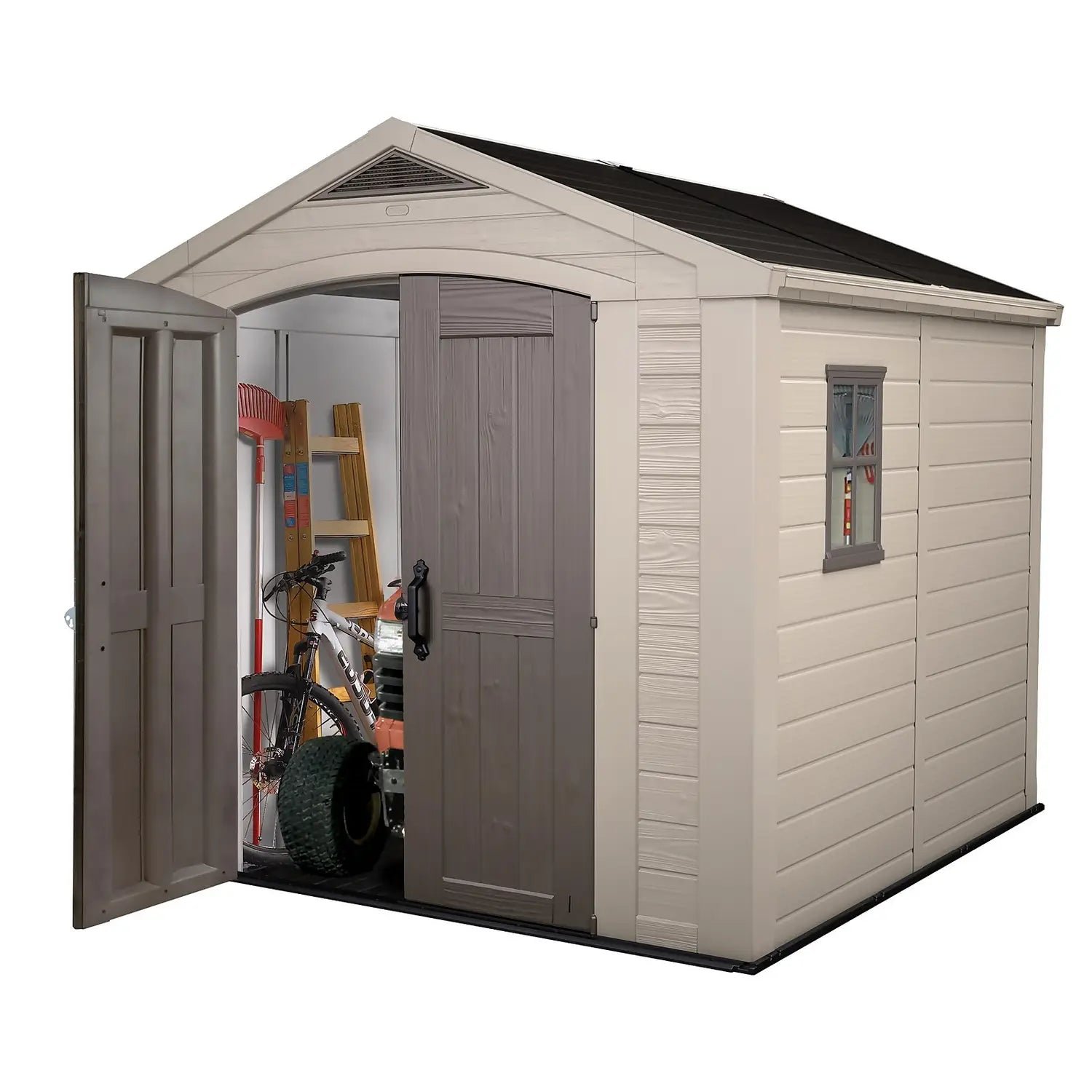 Keter 8’x8′ Factor Heavy Duty Plastic Garden Shed – Beige - Image 2