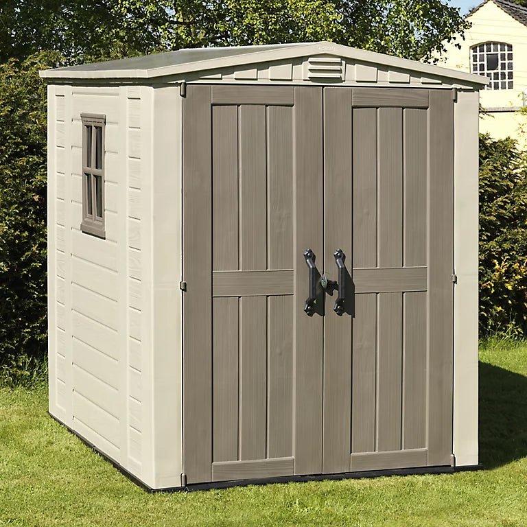 Keter 6’x6′ Factor Heavy Duty Plastic Garden Shed – Beige - Image 12