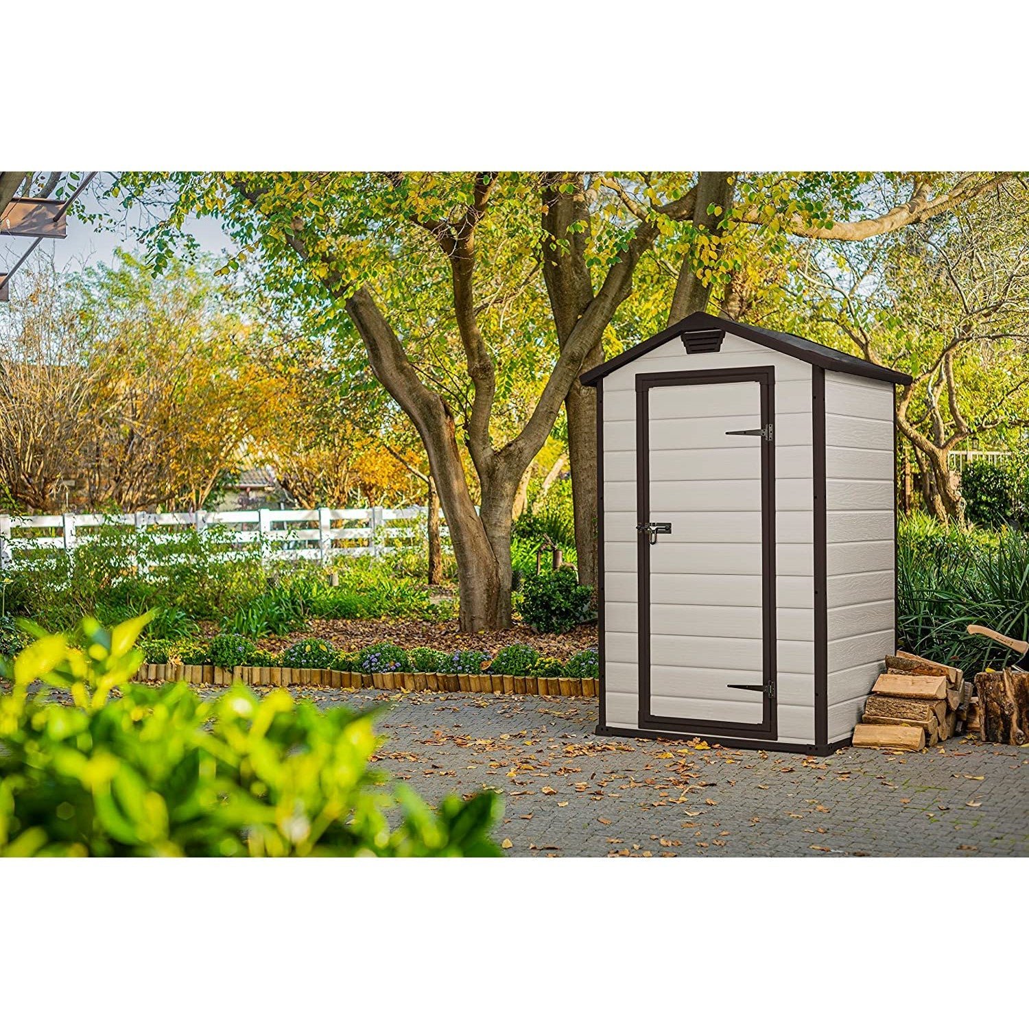 Keter 4′ x 3′ Manor Plastic Garden Storage Shed – Beige - Image 2