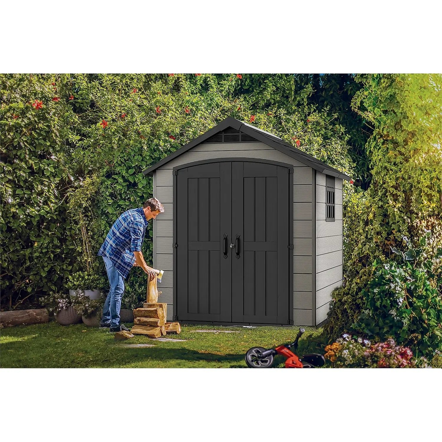 Keter 7.5’x7′ Premier Heavy Duty Plastic Shed – Grey - Image 2