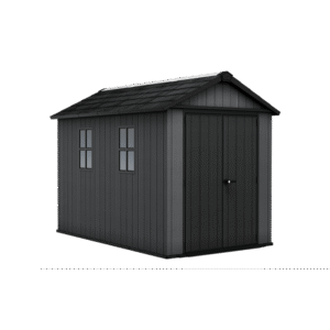 Keter 7.5’x11′ Newton Plus Front Entry Plastic Shed – Dark Grey