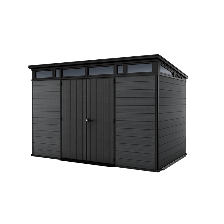 Keter 11’x 7′ Cortina Heavy Duty Plastic Pent Shed – Dark Grey