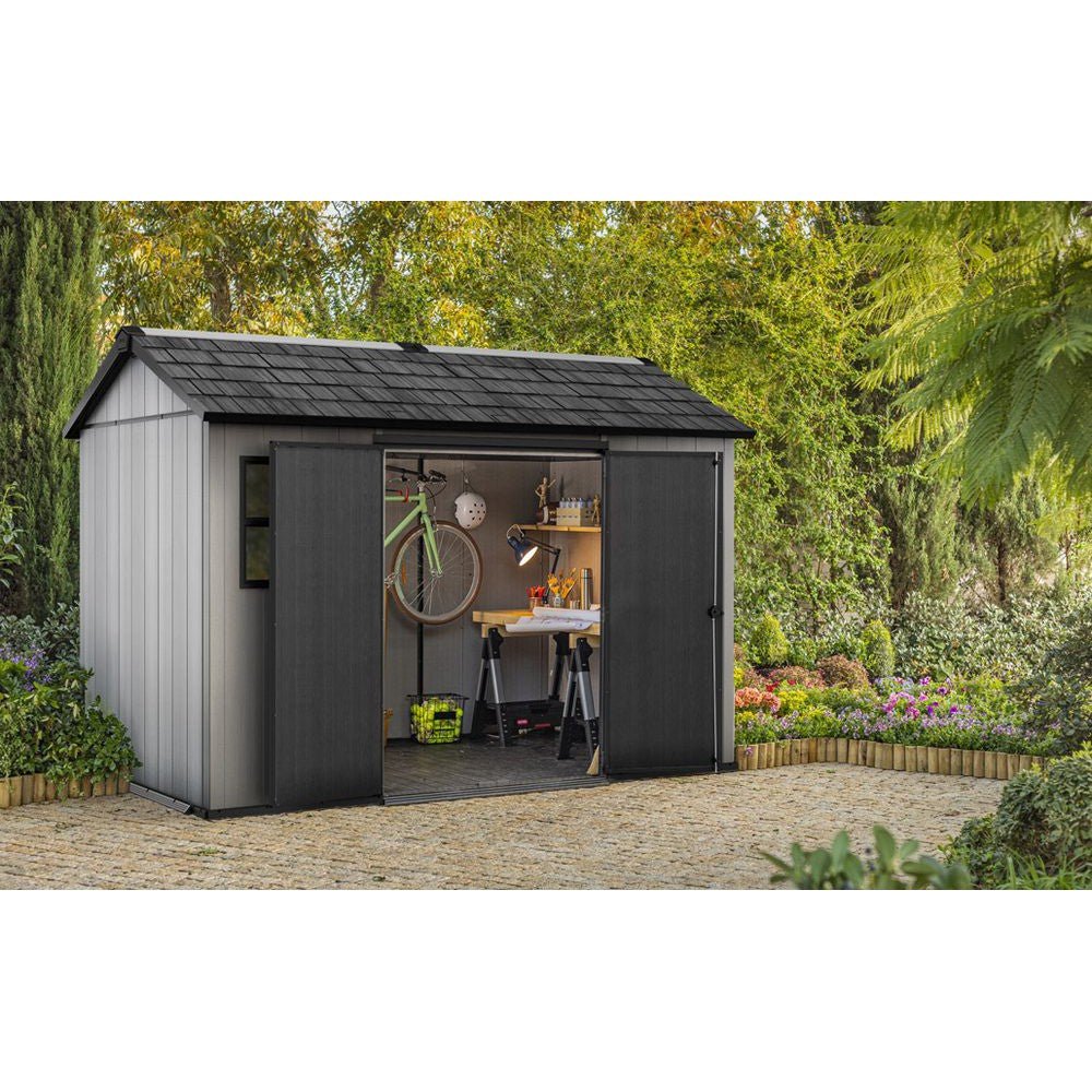 Keter 11’x 7.5′ Oakland Heavy Duty Plastic Shed – Grey Single Entrance - Image 5