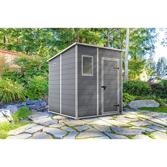 Keter 6′ x 6′ Manor Plastic Pent Garden Storage Shed – Grey - Image 9