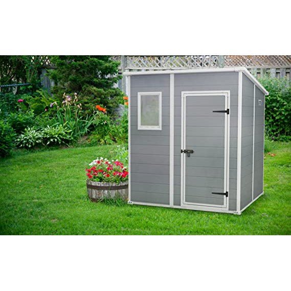 Keter 6′ x 6′ Manor Plastic Pent Garden Storage Shed – Grey - Image 8