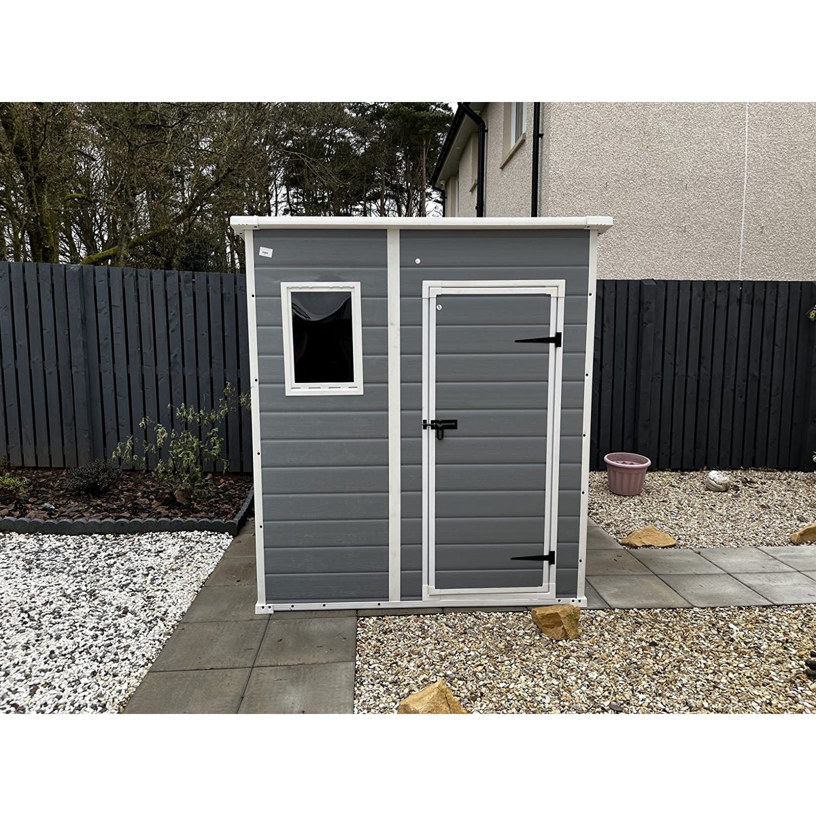 Keter 6′ x 6′ Manor Plastic Pent Garden Storage Shed – Grey - Image 4