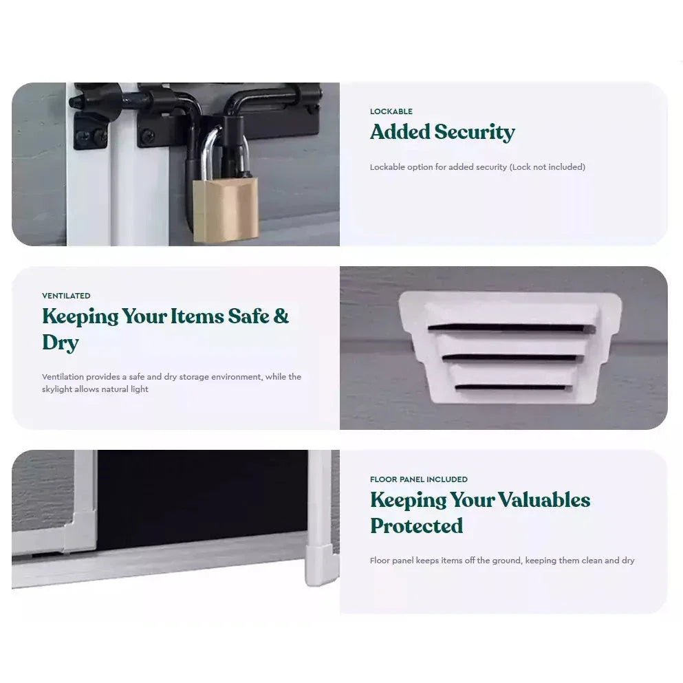 Keter 6′ x 5′ Manor Plastic Garden Storage Shed – Grey - Image 15