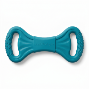 Junaid Trading Inc Durable Rubber Bone Tug Toy for Dogs - Teal