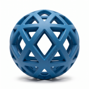 Junaid Trading Inc Geometric Hollow Rubber Dog Ball Toy - Blue