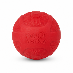 Pet Monkey Durable Rubber Dog Ball – Textured Interactive Chew & Fetch Toy for Dogs (Bite-Resistant, Non-Toxic, Red)