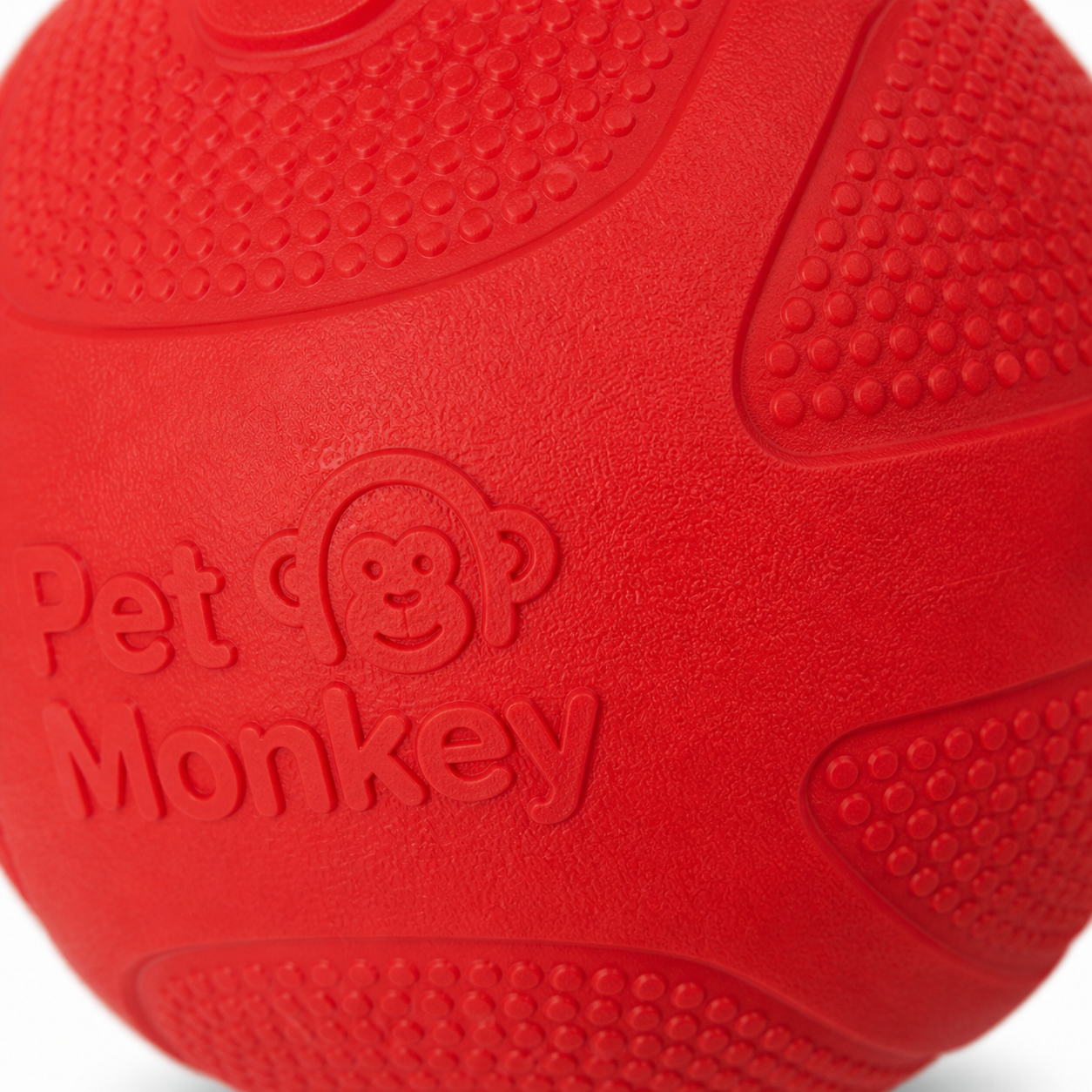 Pet Monkey Durable Rubber Dog Ball – Textured Interactive Chew & Fetch Toy for Dogs (Bite-Resistant, Non-Toxic, Red) - Image 3