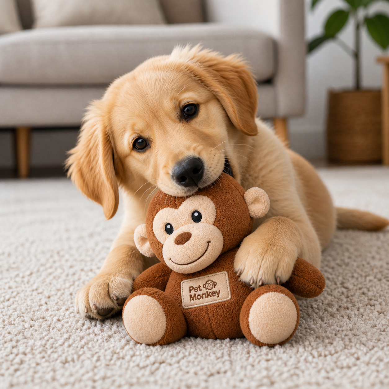 Pet Monkey Plush Monkey Dog Toy – Soft Squeaky Chew Toy for Puppies & Dogs (Interactive Comfort Toy, Brown) - Image 5