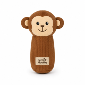 Pet Monkey Plush Dog Toy – Soft Squeaky Monkey Toy for Dogs, Durable Fabric Chew Toy, Interactive Puppy Toy (Brown)